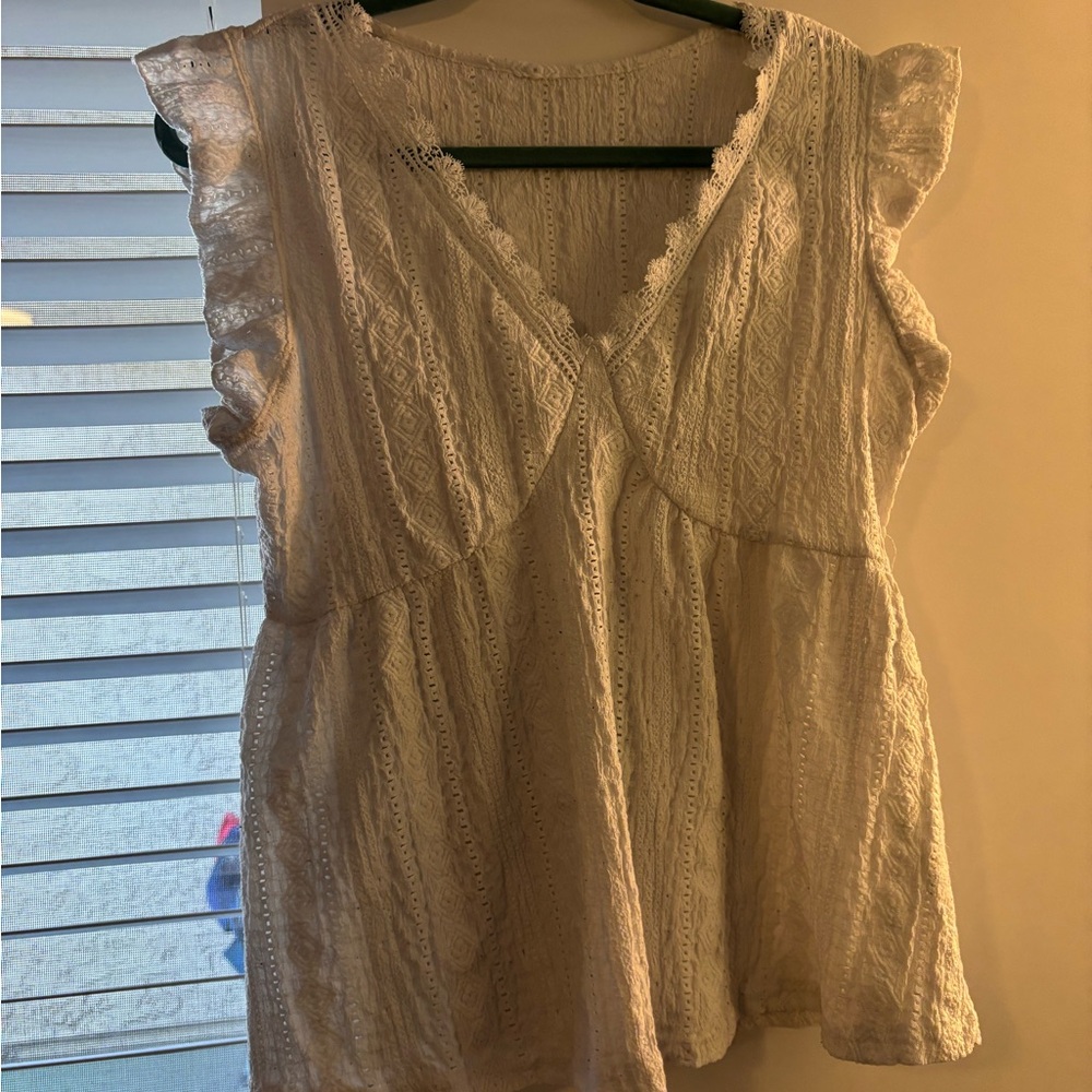 Chic Cream Lace Blouse for Women